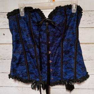 Lace & satin corset steel boned
